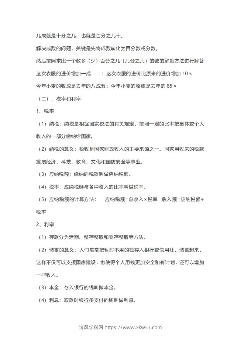 图片[2]-六年级下册数学必背知识点汇总-清风学科网