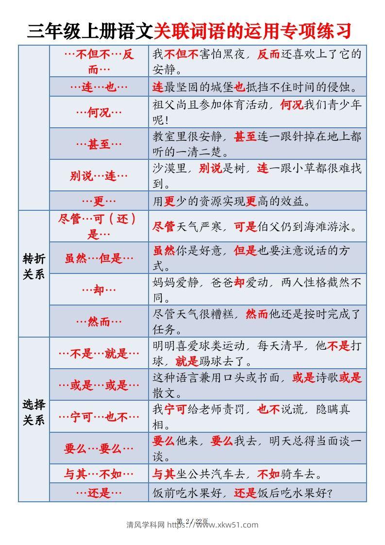 图片[2]-【期末关联词语的运用专项练习】三上语文-清风学科网