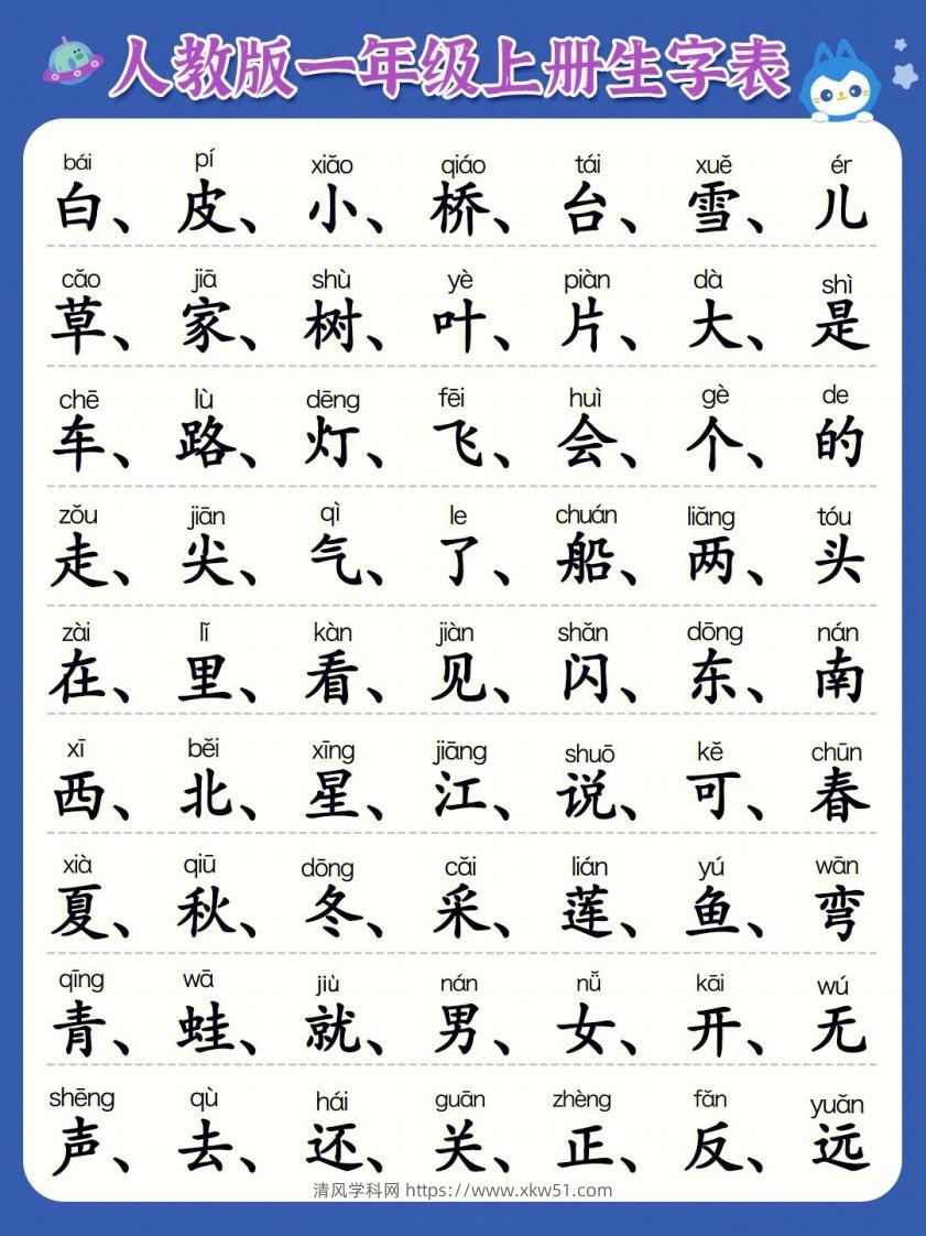 图片[2]-一年级上册必认300字-清风学科网